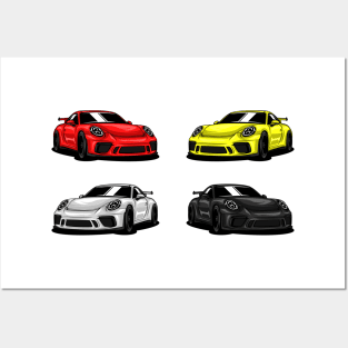 X4 Porsche 911 Car Posters and Art